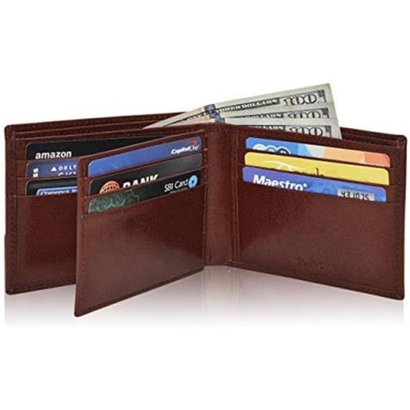 Handmade RFID Leather Bifold Wallets For Men Tan VT